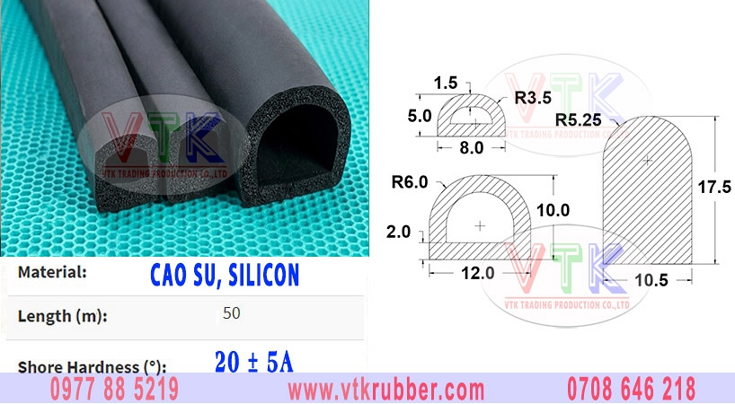 Gioăng cao su xốp cách âm chữ D