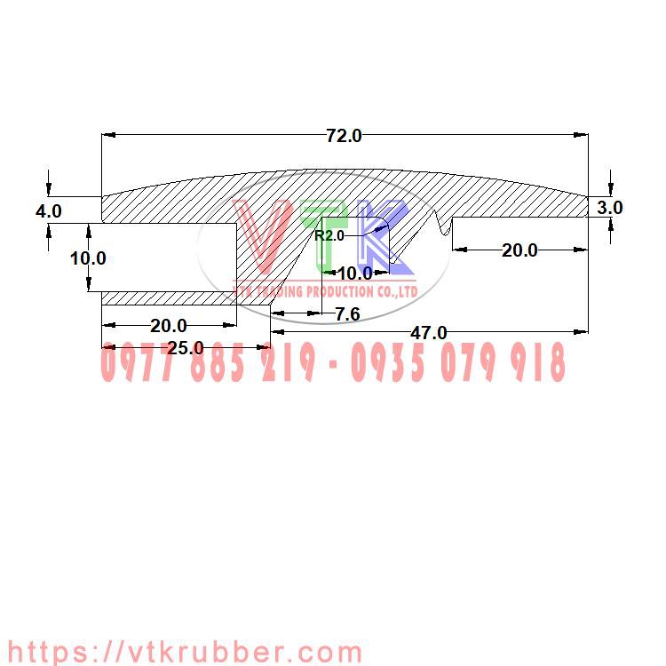 Gioăng cao su EPDM, NBR chữ H - VTKRSH00000061-80