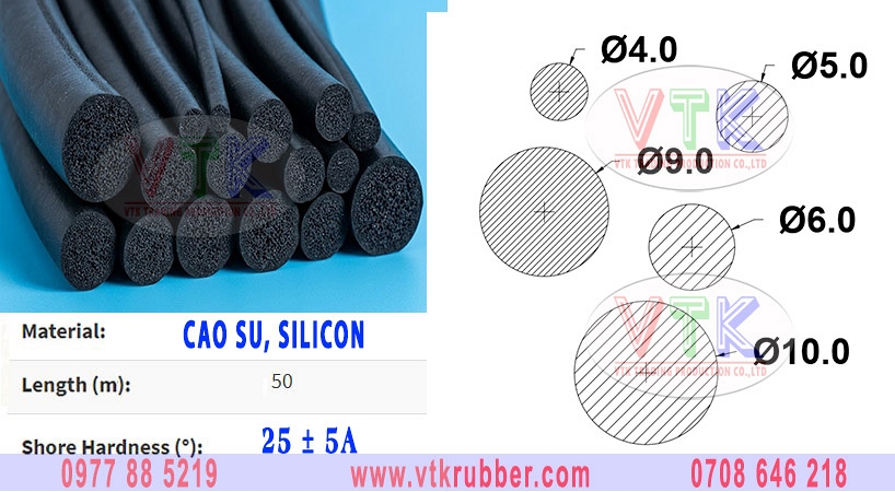 Dây ron cao xốp tròn đặc D5, D7, D10, D15, D20