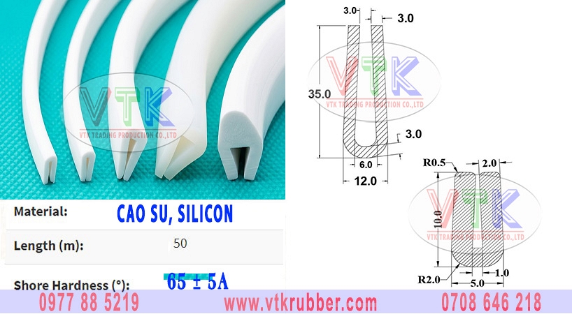 Ron cao su silicon chữ U nẹp kính