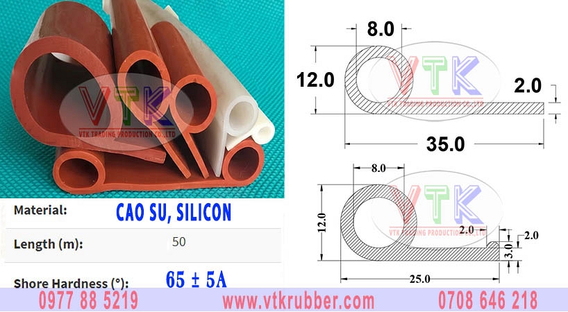 Ron cao su xốp, silicon trắng chữ P