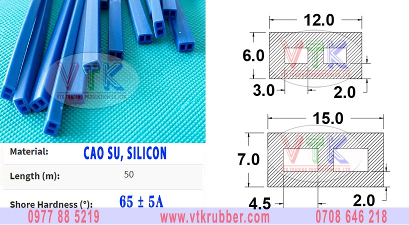 Ron silicon chịu nhiệt chữ nhật màu xanh
