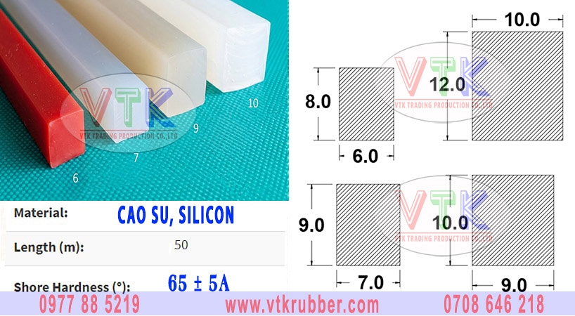 Ron silicon chịu nhiệt chữ nhật màu trắng